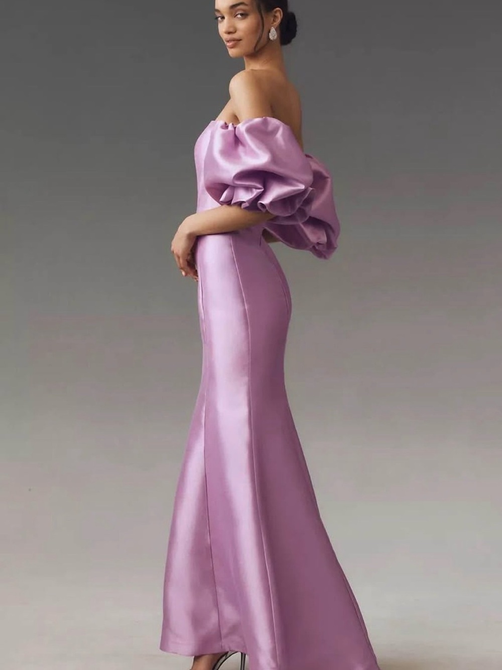 Brand new Mac Duggal Sweetheart Off The Shoulder Puff Sleeve Gown Dress in Lilac